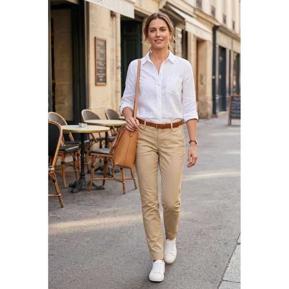 J.Crew Stretch Chino Pants Khaki Tan Slim Straight Leg Womens size 00